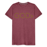 Men's GOD> T-Shirt (GOLD) - heather burgundy