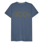 Men's GOD> T-Shirt (GOLD) - heather blue