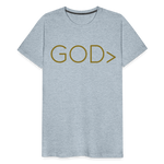 Men's GOD> T-Shirt (GOLD) - heather ice blue