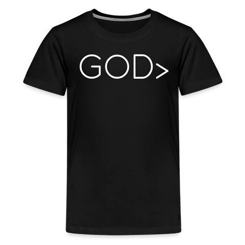 GOD> Kids' Premium T-Shirt - black