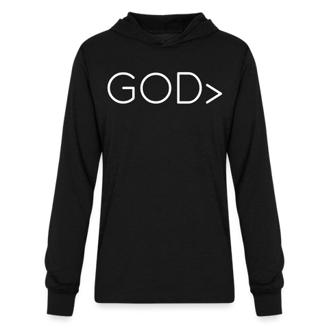 GOD> Long Sleeve Hoodie Shirt - black